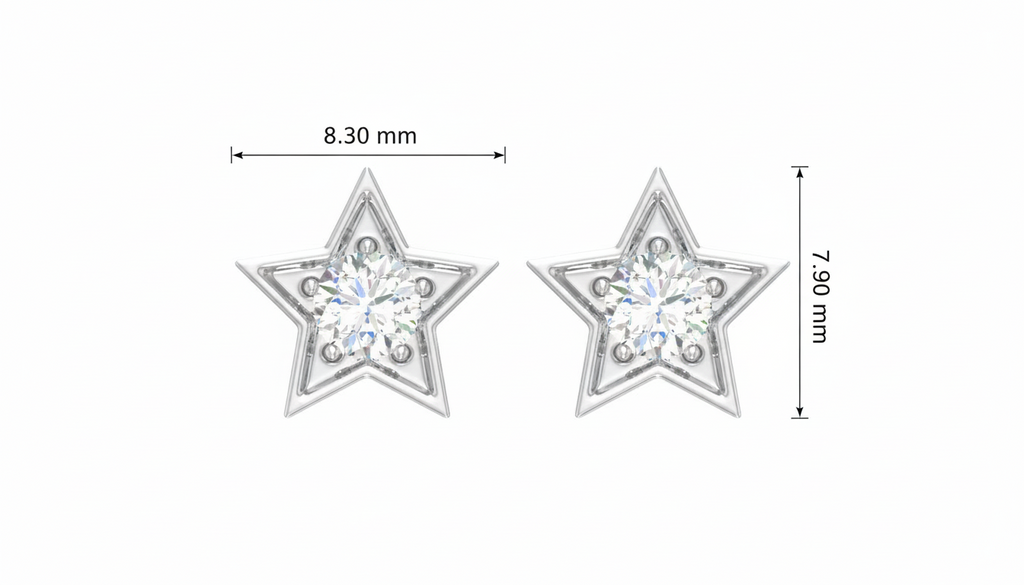 Diamond Star Stud Earrings for Women