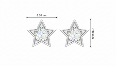 Diamond Star Stud Earrings for Women