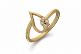 Triple-Leaf Open-Frame Four Stone Diamond