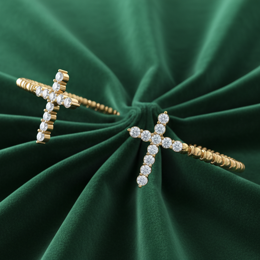 Open Cuff Cross Diamond Sparkle