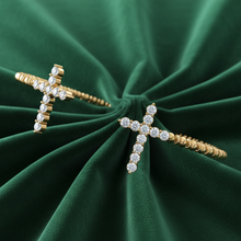 Load image into Gallery viewer, Open Cuff Cross Diamond Sparkle