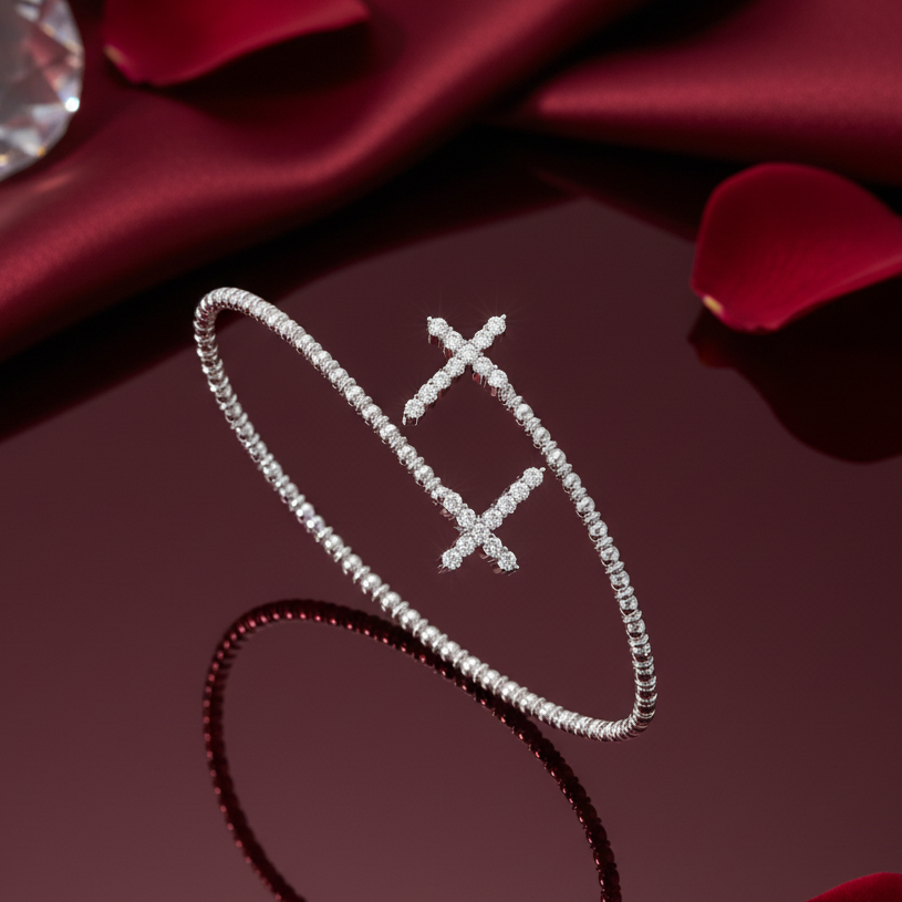 Beaded Cuff Cross Diamond