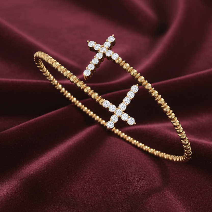 Beaded Cuff Cross Diamond