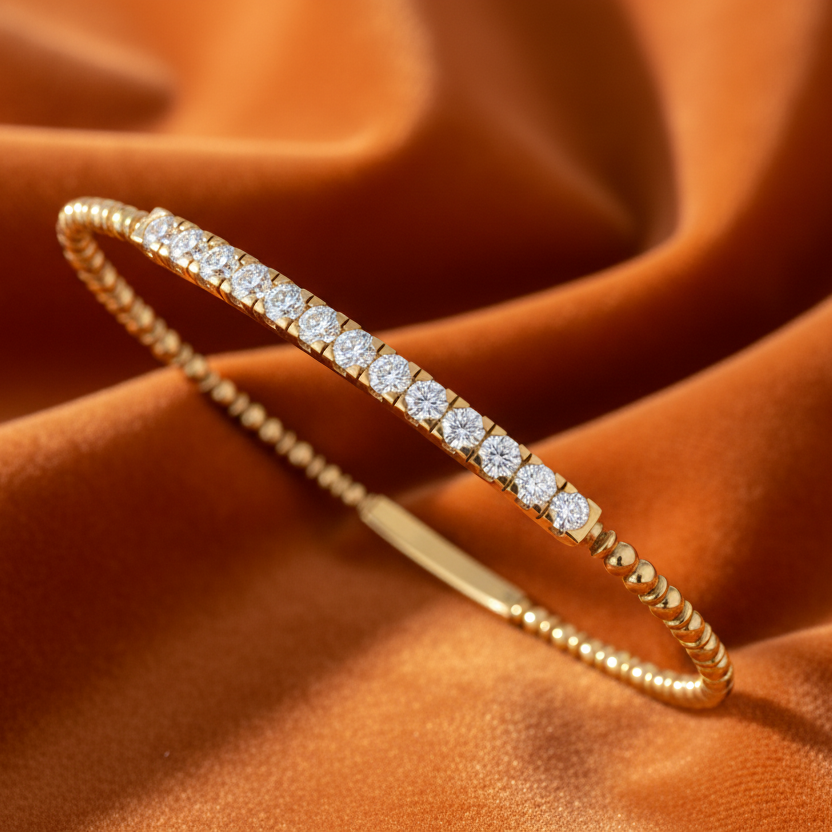 Beaded with Channel-Set Diamond Bar