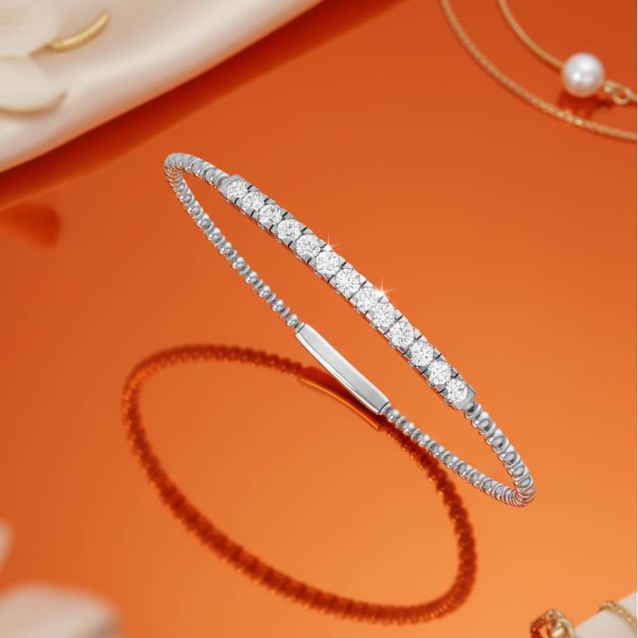 Beaded with Channel-Set Diamond Bar