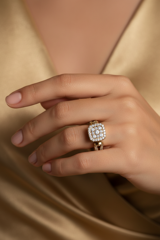 Cushion-Halo Multi-Tiered Diamond