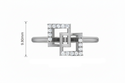 Sleek Dual Square Frame Chain-Link Diamond Encrusted Geometric