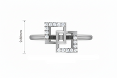 Sleek Dual Square Frame Chain-Link Diamond Encrusted Geometric