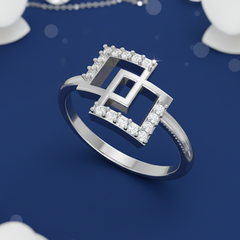 Sleek Dual Square Frame Chain-Link Diamond Encrusted Geometric