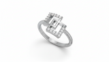 Sleek Dual Square Frame Chain-Link Diamond Encrusted Geometric