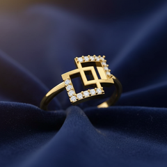Sleek Dual Square Frame Chain-Link Diamond Encrusted Geometric