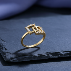 Sleek Dual Square Frame Chain-Link Diamond Encrusted Geometric