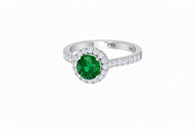 Load image into Gallery viewer, Emerald With Four-Prong Halo
