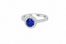 Load image into Gallery viewer, Sapphire With Four-Prong Halo