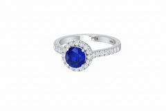 Sapphire With Four-Prong Halo