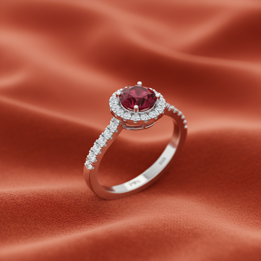 Ruby With Four-Prong Halo