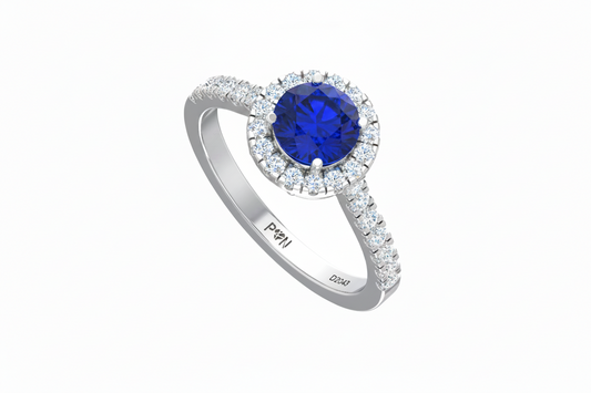 Sapphire With Four-Prong Halo