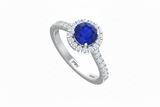 Sapphire With Four-Prong Halo