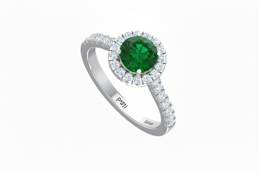 Emerald With Four-Prong Halo