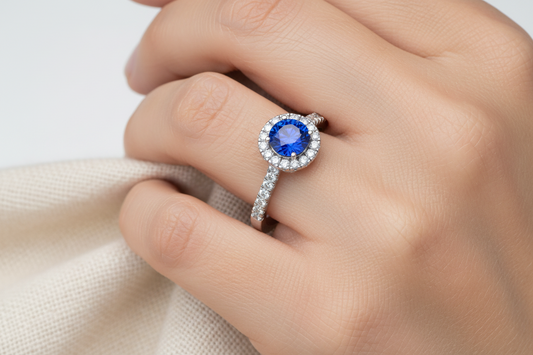 Sapphire With Four-Prong Halo