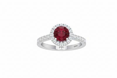 Ruby With Four-Prong Halo