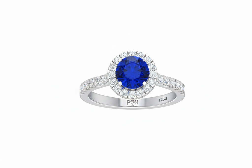 Sapphire With Four-Prong Halo