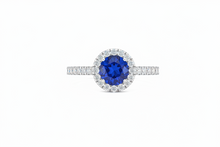 Load image into Gallery viewer, Sapphire With Four-Prong Halo