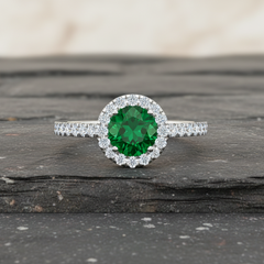 Emerald With Four-Prong Halo
