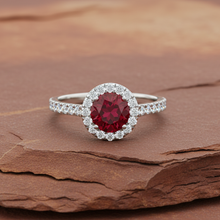 Load image into Gallery viewer, Ruby With Four-Prong Halo