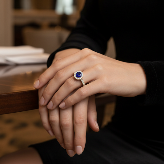 Sapphire With Diamonds Appox One CTTW