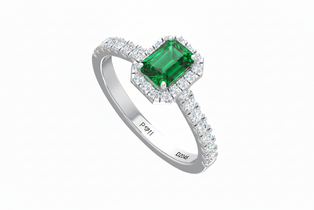 Emerald Cut Emerald With Diamonds