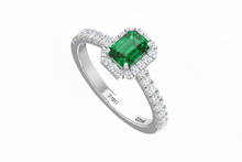 Load image into Gallery viewer, Emerald Cut Emerald With Diamonds