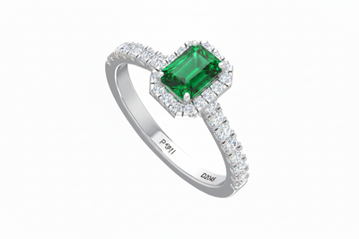Opulent Emerald Cut Halo Diamond Crimson Precious Regal Passionate