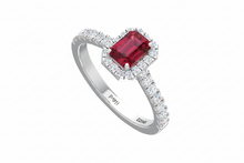 Load image into Gallery viewer, Emerald Cut Ruby With Diamonds