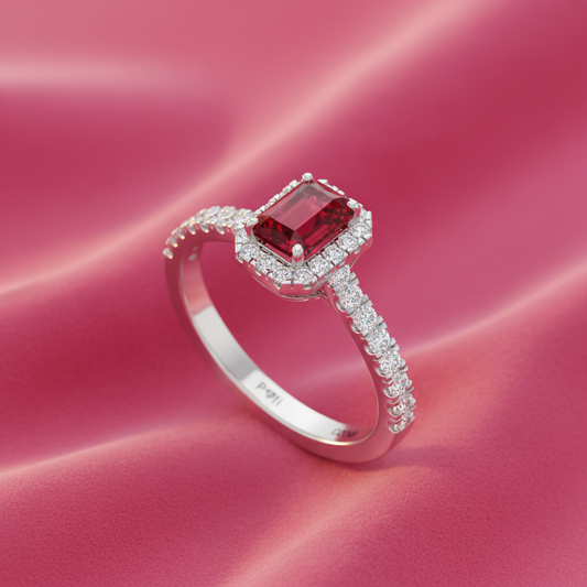 Emerald Cut Ruby With Diamonds