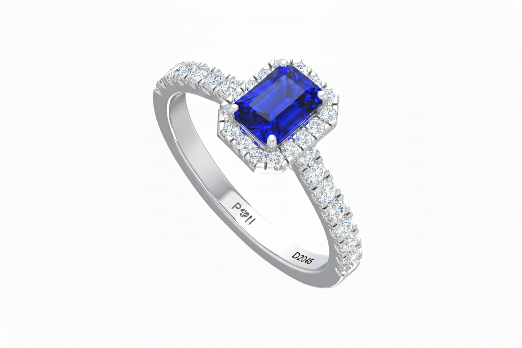 Emerald Cut Sapphire With Diamonds