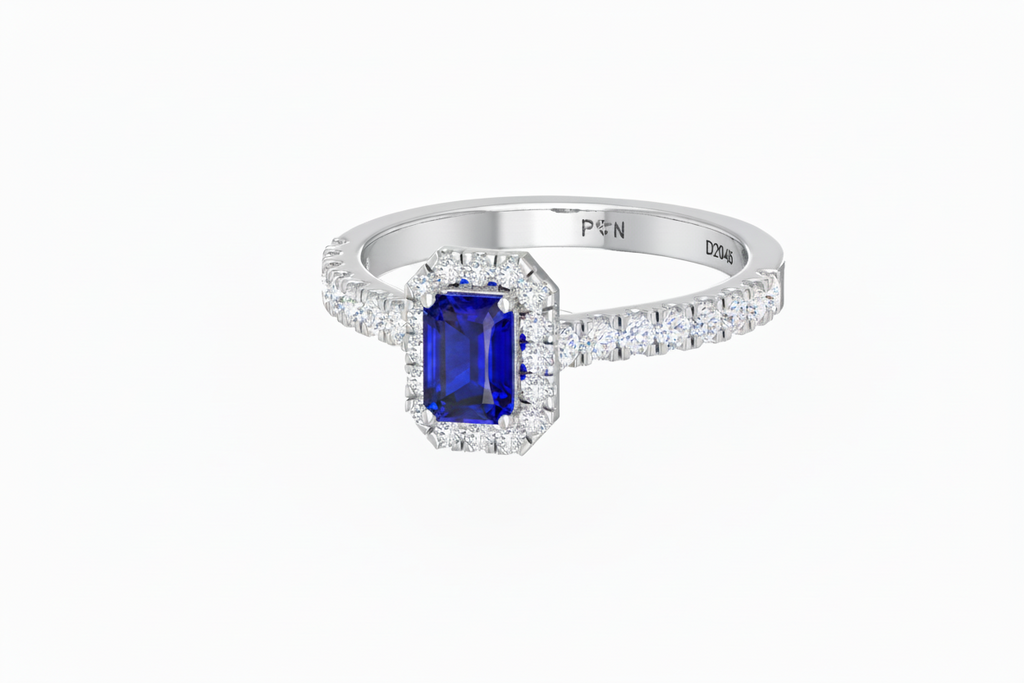 Emerald Cut Sapphire With Diamonds