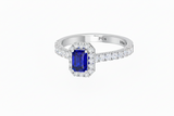 Emerald Cut Sapphire With Diamonds Halo Precious Regal Passionate Step-Cut