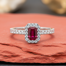 Load image into Gallery viewer, Emerald Cut Ruby With Diamonds