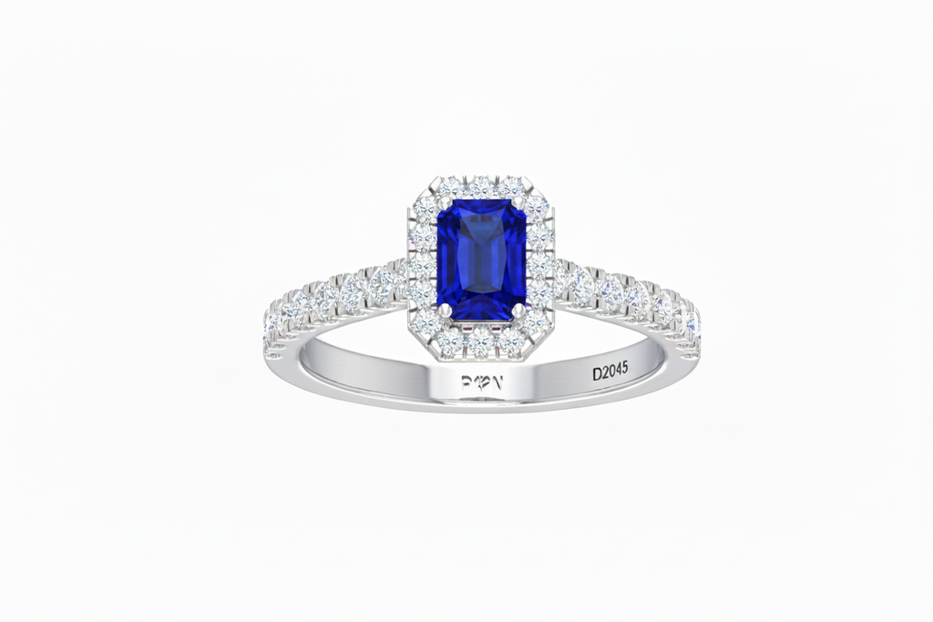 Emerald Cut Sapphire With Diamonds
