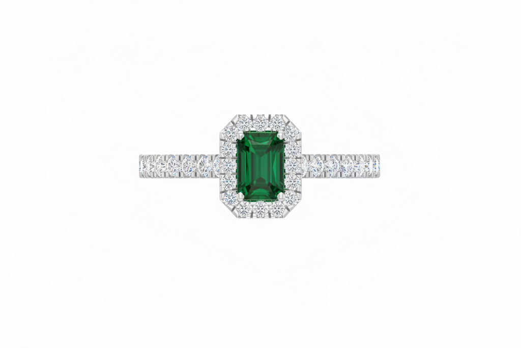 Emerald Cut Emerald With Diamonds