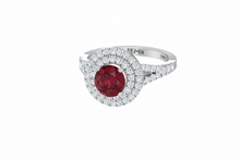 Load image into Gallery viewer, Round Cut Ruby With Double Halo