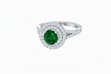 Load image into Gallery viewer, Round Cut Emerald With Double Halo