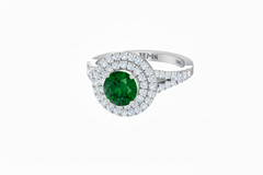 Round Cut Emerald With Double Halo