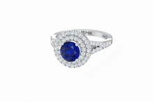 Load image into Gallery viewer, Round Cut Sapphire With Double Halo