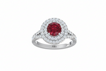 Load image into Gallery viewer, Round Cut Ruby With Double Halo