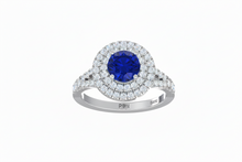 Load image into Gallery viewer, Round Cut Sapphire With Double Halo