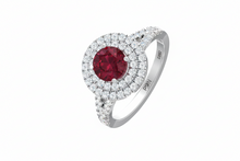 Load image into Gallery viewer, Round Cut Ruby With Double Halo