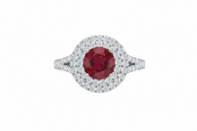 Load image into Gallery viewer, Round Cut Ruby With Double Halo
