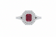 Load image into Gallery viewer, Emerald Cut Ruby With Double Halo